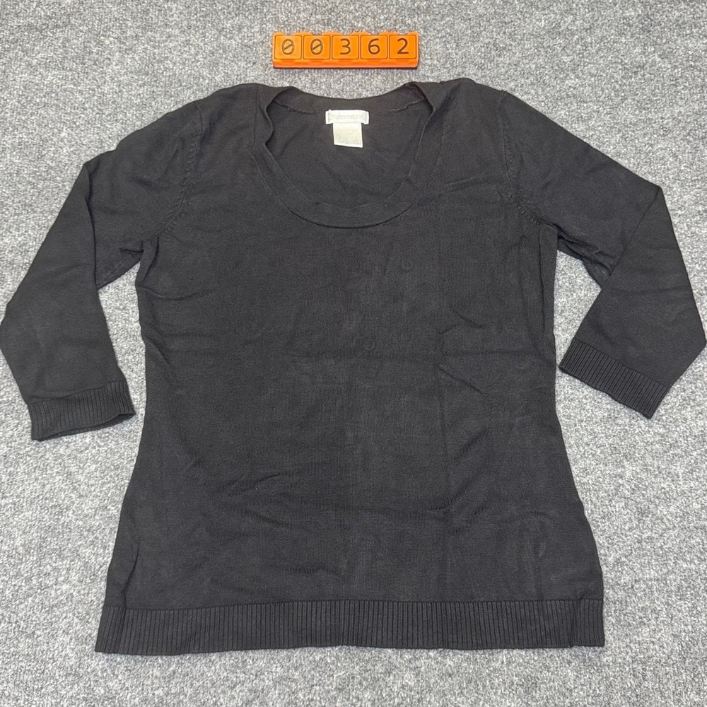 Worthington Black Rayon & Nylon 3/4 Sleeve Top Size: Small
